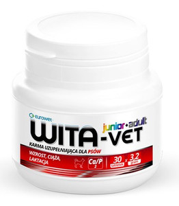 Wita-Vet Junior+Adult CA/P=2  3,2g 30tabl. - preparat witaminowy dla ciężarnych suk i szczeniąt